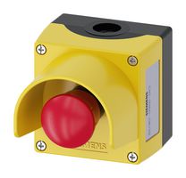 SIEMENS 3SU1801-0NA00-2AC2 Emergency Stop Switch, SPST-NC, Turn to Release, Screw, 10 A, 500 V, 500 V
