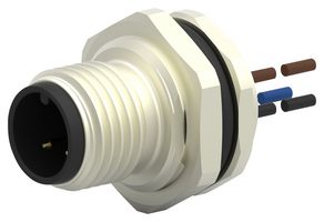 TE CONNECTIVITY T4171010003-001 Sensor Cable, A Coded, M12 Plug, Free End, 3 Positions, 200 mm, 7.87 ", T417 Series