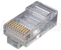 L-COM TDR10P10C Modular Connector, RJ45 Plug, 1 x 1 (Port), 10P10C, Cable Mount