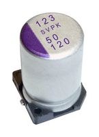PANASONIC 50SVPK120M Polymer Aluminium Electrolytic Capacitor, 120 µF, 50 V, Radial Can - SMD, 0.02 ohm