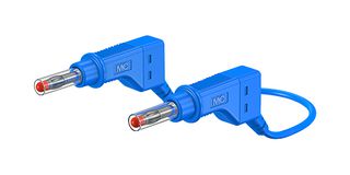 STAUBLI 66.9408-200-23 Banana Test Lead, 4mm Stackable Banana Plug, 4mm Stackable Banana Plug, 6.6 ft, 2 m, Blue, 32 A