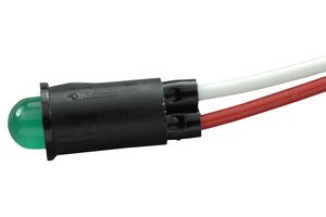 CHICAGO MINIATURE LIGHTING 5102H5-12V LED Panel Mount Indicator, Green, 12 VDC, 6.35 mm, 13 mA, 4 mcd, Not Rated