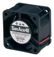 SANYO DENKI 109P0424J3023 DC Axial Fan, 24 V, Square, 40 mm, 28 mm, Ball Bearing, 16.2 CFM