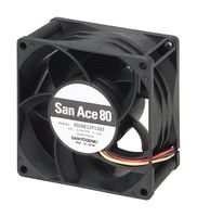 SANYO DENKI 9GV0812P1H03 DC Axial Fan, 12 V, Square, 80 mm, 38 mm, Ball Bearing, 131 CFM