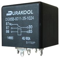 DURAKOOL DG85B-8011-76-1012 Automotive Relay, 12 VDC, 60 A, SPDT, Panel Mount, Quick Connect, DG85B Series