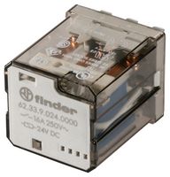 FINDER 62.33.9.024.0000 Power Relay, 3PDT, 24 VDC, 16 A, 62 Series, Socket