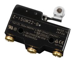 OMRON Z-15GW22-B Microswitch, Standard, Short Hinge Roller Lever, SPDT, Screw, 15 A, 250 V