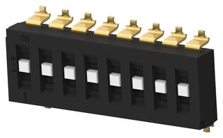 TE CONNECTIVITY - ALCOSWITCH TDS08SGRSTU04 DIP / SIP Switch, Recessed Type, 8 Circuits, Slide, Surface Mount, SP3T, 24 V, 25 mA