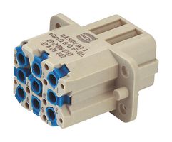 HARTING 09120082733 Heavy Duty Connector, Han Q, Insert, 8 Contacts, Receptacle, Push Lock Socket