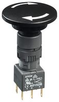 APEM A01MXASP3+A0152B Industrial Pushbutton Switch, A01 Series, 16 mm, DPDT, Maintained, Mushroom, Black
