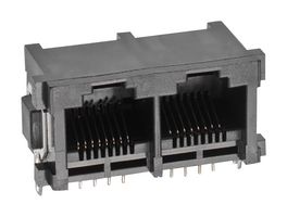 WURTH ELEKTRONIK 615008149521M Modular Connector, Right Angle, Modular Jack, 1 x 2 (Ganged), 6P6C, Through Hole Mount