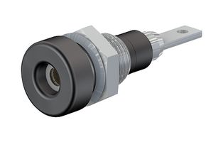 STAUBLI 23.0060-21 Banana Test Connector, 2mm, Jack, Panel Mount, 10 A, 60 VDC, Black