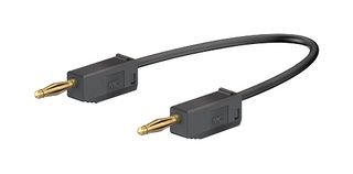 STAUBLI 28.0039-050-21 Banana Test Lead, PVC, 2mm Stackable Banana Plug, 2mm Stackable Banana Plug, 19.6 ", 500 mm, Black