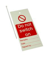 MULTICOMP PRO DT000278 Safety Label, Tag, Red on White, Do Not Switch On, Punched Hole, 75 mm x 158 mm
