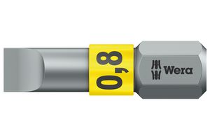 WERA 05056064001 Hex Driver Bit, Slotted, 0.8mm x 5.5mm Bit, 25 mm Overall