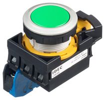 IDEC CW4B-A1E10G Industrial Pushbutton Switch, Flush Silhouette, CW Series, 22.3 mm, SPST-NO, Maintained, Flush
