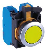 IDEC CW4L-M1E01QM4Y Industrial Pushbutton Switch, Flush Silhouette, CW Series, 22.3 mm, SPST-NC, Momentary, Flush
