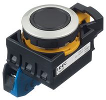 IDEC CW4B-M1E10B Industrial Pushbutton Switch, Flush Silhouette, CW Series, 22.3 mm, SPST-NO, Momentary, Flush