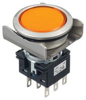 IDEC LBW6ML-M1T64A Industrial Pushbutton Switch, Flush Silhouette, LBW Series, 22 mm, DPDT, Momentary, Flush
