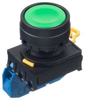 IDEC YW1B-A1E10G Industrial Pushbutton Switch, YW Series, 22.3 mm, SPST-NO, Maintained, Flush, Green