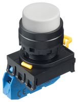 IDEC YW1B-A2E10W Industrial Pushbutton Switch, YW Series, 22.3 mm, SPST-NO, Maintained, Round Raised, White