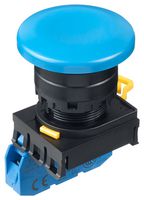 IDEC YW1B-M4E10S Industrial Pushbutton Switch, YW Series, 22.3 mm, SPST-NO, Momentary, Mushroom, Blue