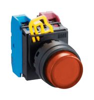 IDEC YW1L-A2E10QM3A Industrial Pushbutton Switch, YW Series, 22.3 mm, SPST-NO, Maintained, Round Raised, Amber
