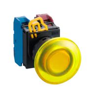 IDEC YW1L-A4E10Q4Y Industrial Pushbutton Switch, YW Series, 22.3 mm, SPST-NO, Maintained, Mushroom, Yellow