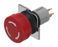 EAO 51-252.026 Emergency Stop Switch, DPST-NC, On-Off, Solder, 100 mA, 42 V, 42 V