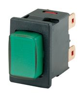MARQUARDT 01687.1104-02 Pushbutton Switch, 1683 Series, DPST, On-Off, Rectangular, Green