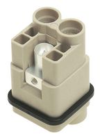 HARTING 09120022751 Heavy Duty Connector, Han Q, Insert, 2+PE Contacts, 3A, Receptacle, Screw Socket