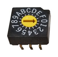 NIDEC COMPONENTS SD-1010 Rotary Coded Switch, SD-1000 Series, Through Hole, 16 Position, 5 VDC, Hexadecimal, 100 mA