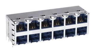 STEWART CONNECTOR SS73100-046F Modular Connector, Modular Jack, 2 x 6 (Stacked), 8P8C, Cat5e, Through Hole Mount