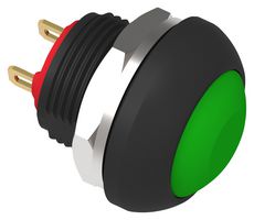 TE CONNECTIVITY - ALCOSWITCH PB7B2FM6M1CAL00 Industrial Pushbutton Switch, Subminiature, PB7 Series, 13.6 mm, SPST-NC, On-(Off), Flat, Green