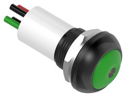 TE CONNECTIVITY - ALCOSWITCH PB6B2FM6M1CAL05S500 Industrial Pushbutton Switch, Subminiature, PB6 Series, 13.6 mm, SPST-NO, Off-(On), Flat, Green