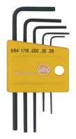 WIHA 35393. Hex Key Set, Inch, Mini, 0.028" - 0.078" Range, 5 Piece