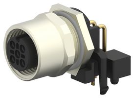 TE CONNECTIVITY T4145015051-001 Sensor Connector, M12, Female, 5 Positions, PCB Socket, Right Angle Panel Mount