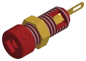 HIRSCHMANN TEST AND MEASUREMENT 930308701 Banana Test Connector, Socket, Panel Mount, 6 A, 60 VDC, Gold Plated Contacts, Red