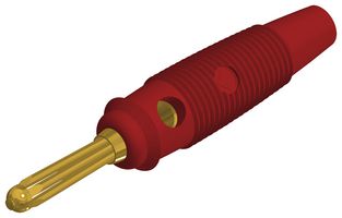 HIRSCHMANN TEST AND MEASUREMENT 930727701 Banana Test Connector, Plug, Cable Mount, 30 A, 60 VDC, Gold Plated Contacts, Red