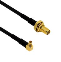 SIRETTA ASMK010X174S11 RF / Coaxial Cable Assembly, 3.9 ", 100 mm, RG174, MMCX Right Angle Plug, SMA Bulkhead Socket