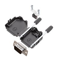 AMPHENOL COMMUNICATIONS SOLUTIONS L17DPPK09-BK+L717SDE09P D Sub Connector, With Backshell, DB9, Standard, Plug, L17DPPK-BK, 9 Contacts, DE, Solder Cup
