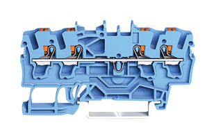 WAGO 2202-1404 DIN Rail Mount Terminal Block, Through, 4 Ways, 12 AWG, 12 AWG, 2.5 mm², Clamp, 24 A