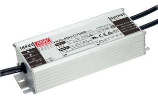 MEAN WELL HLG-60H-48B LED Driver, 62.4 W, 48 VDC, 1.3 A, Constant Current, Constant Voltage, 90 V