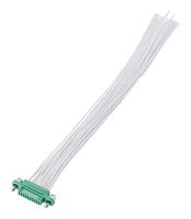 HARWIN G125-FC12005F1-0150L Cable Assembly, Black / Green, Gecko Screw Lock Receptacle to Free End, 20 Ways, 1.25 mm, 2 Row