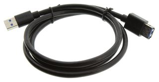 MOLEX 68789-0035 USB Cable, Type A Plug to Type A Receptacle, 1 m, 3.28 ft, USB 3.0, Black