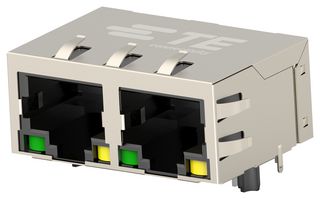 TE CONNECTIVITY 2337994-4 Modular Connector, RJ45 Jack, 1 x 2 (Ganged), 8P8C, Cat5, Through Hole Mount
