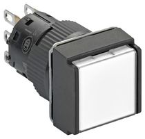 SCHNEIDER ELECTRIC XB6ECW1B1P Industrial Pushbutton Switch, Harmony XB6 Series, 16 mm, SPDT, Momentary, Square, White