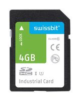 SWISSBIT SFSD4096L1AS1TO-I-ME-221-STD Flash Memory Card, SLC, SDHC Card, 4 GB, Class 10, UHS-I U3, V30