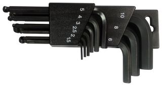 DURATOOL B550BH3100-1 Hex Key Set, Ball-End, Short Series, 1.5mm to 10mm, Storage Bracket, 9 Pieces