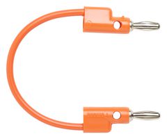 POMONA B-8-3 Banana Test Lead, 4mm Stackable Banana Plug, 4mm Stackable Banana Plug, 8 ", 203.2 mm, Orange